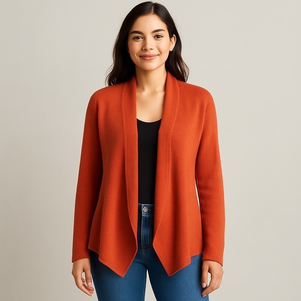 Boden Rust Orange Wool Wrap Cardigan Size 10